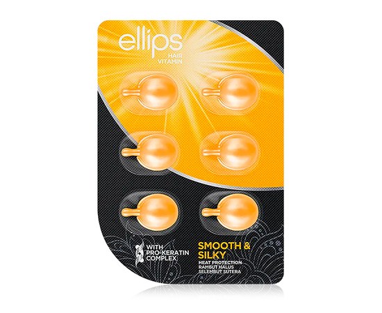 Изображение  Hair capsules Flawless silk with pro-keratin complex Ellips Hair Vitamin Smooth&Shiny, 6x1 ml, Volume (ml, g): 6