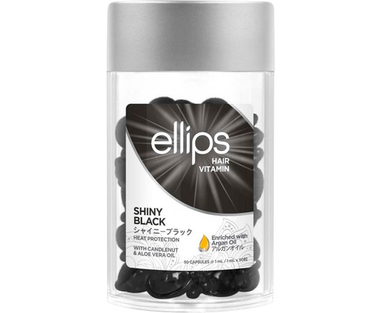 Изображение  Capsules for dark hair Night glow Ellips Hair Vitamin Shiny Black Kemiri & Aloe Vera Oil, 50x1 ml, Volume (ml, g): 50