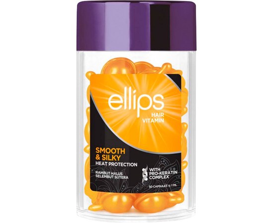 Изображение  Hair capsules Flawless silk with pro-keratin complex Ellips Hair Vitamin Smooth&Shiny, 50x1 ml, Volume (ml, g): 50