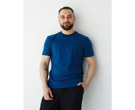 Изображение  Медицинская базовая футболка мужская синяя р. 2XL, "БЕЛЫЙ ХАЛАТ" 500-322-924, Размер: 2XL, Цвет: синий