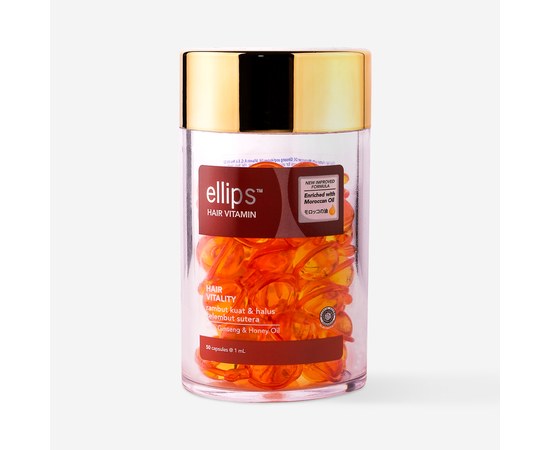 Изображение  Капсулы для волос Здоровье с женьшенем и медовым маслом Ellips Hair Vitamin Hair Vitality, 50х1 мл, Объем (мл, г): 50
