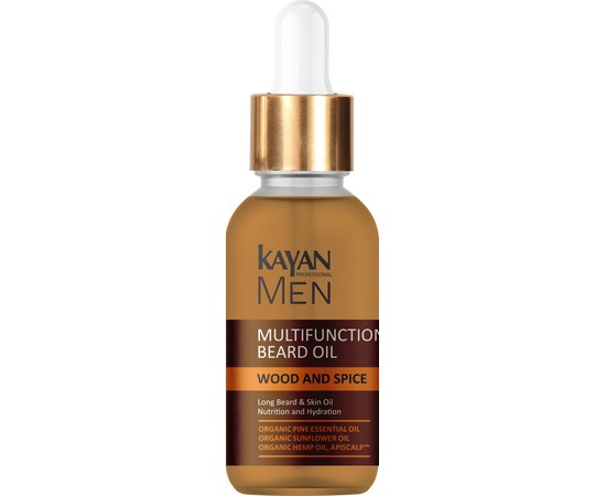 Зображення  Олія для бороди мультифункціональна Kayan Professional Men Wood and Spice, 30 мл