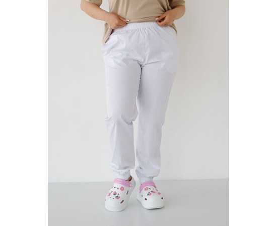 Изображение  Медицинские брюки женские джогеры белые +SIZE р. 56, "БЕЛЫЙ ХАЛАТ" 484-324-758, Размер: 56, Цвет: белый