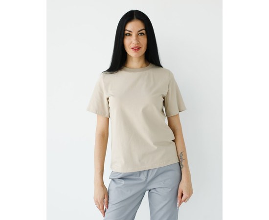 Зображення  Медична базова футболка жіноча бежева р. 2XL, "БІЛИЙ ХАЛАТ" 498-454-924, Розмір: 2XL, Колір: бежевий