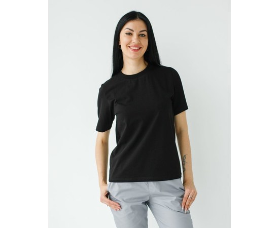 Изображение  Медицинская базовая футболка женская черная р. 2XL, "БЕЛЫЙ ХАЛАТ" 498-321-924, Размер: 2XL, Цвет: черный
