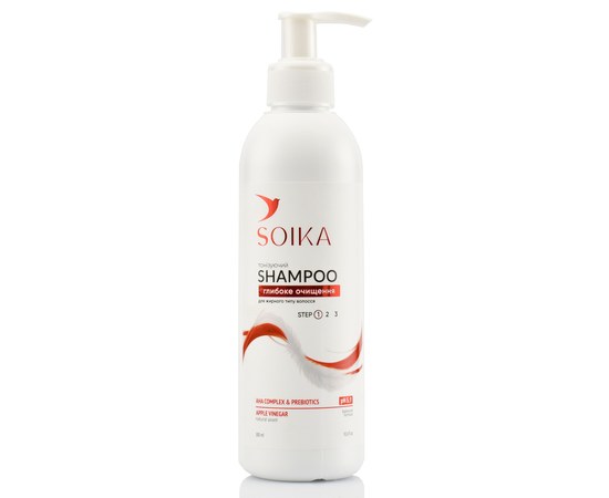 Зображення  Тонізуючий шампунь для жирного волосся Soika Глибоке очищення з AHA-кислотами, 300 мл