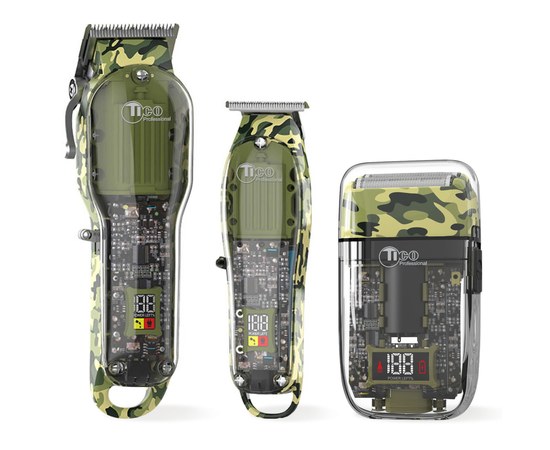 Зображення  Набір машинок TICO Professional Military (100438), Машинка для стрижки + Тример + Шейвер