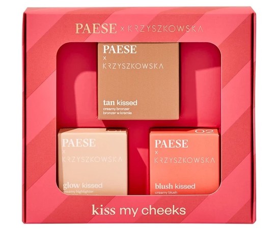 Изображение  Face makeup set (highlighter 01, bronzer 02, blush 02) Paese Kiss My Cheeks 2