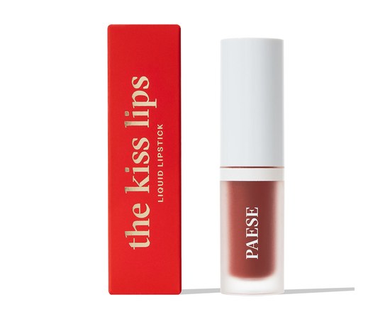 Изображение  Matte lipstick with vitamin E Paese The Kiss Lips Liquid Lipstick 04 rusty red, 3.4 ml, Volume (ml, g): 3.4, Color No.: 4