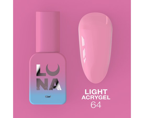Зображення  Рідкий гель моделюючий для нігтів LUNAMoon Light Acrygel №64, 13 мл, Об'єм (мл, г): 13, Цвет №: 64, Колір: Рожевий