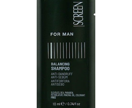 Зображення  Чоловічий шампунь, що балансує проти лупи та себореї Screen For Man Balancing Shampoo, 10 мл, Об'єм (мл, г): 10