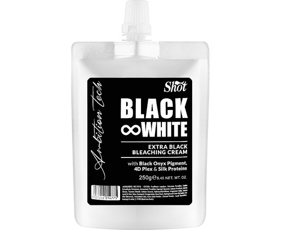 Изображение  Black hair bleaching cream Shot Ambition Tech Black&White Extra Black Bleaching Cream, 250 g