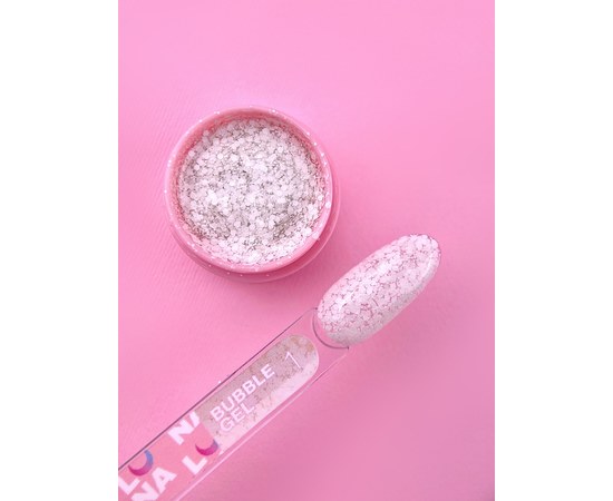 Изображение 2 Гель с блестками для ногтей LUNAMoon Bubble Gel №1, 5 мл, Объем (мл, г): 5, Вариант: 01, Цвет: Молочный
