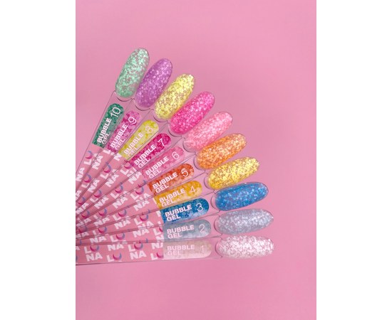 Изображение 4 Гель с блестками для ногтей LUNAMoon Bubble Gel №1, 5 мл, Объем (мл, г): 5, Вариант: 01, Цвет: Молочный