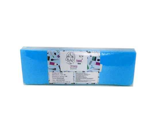 Изображение  Panni Mlada depilatory strips 7x22 cm (100 pcs/pack) spunbond 80 g/m2 blue