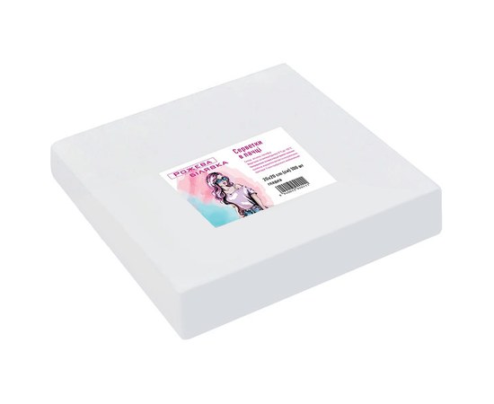 Изображение  Disposable spunlace napkins smooth in pack Pink Blonde 20x20 cm (100 pcs/pack) white