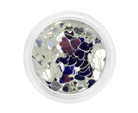 Изображение  Пайетки для дизайна ногтей Nails Molekula "Сердечки", серебро