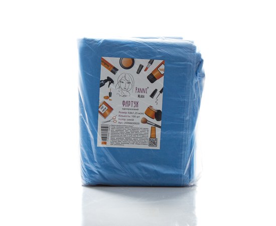 Изображение  Disposable polyethylene apron Panni Mlada 0.8x1.25 m (100 pcs/pack) blue
