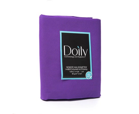 Изображение  Чехол на кушетку Doily 0.8х2.1 м (1 шт/пачка) из спанбонда 80 г/м2 фиолетовый, Размер простыни: 80 см * 2.1 м, Цвет: Фиолетовый