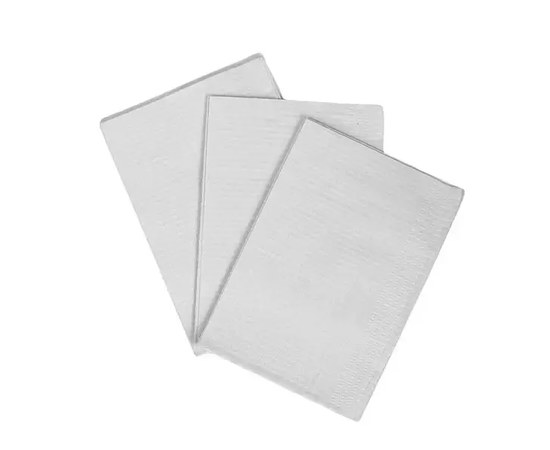 Изображение  Disposable three-layer bib napkin Fortius Pro 33x41 cm (500 pcs/box) white