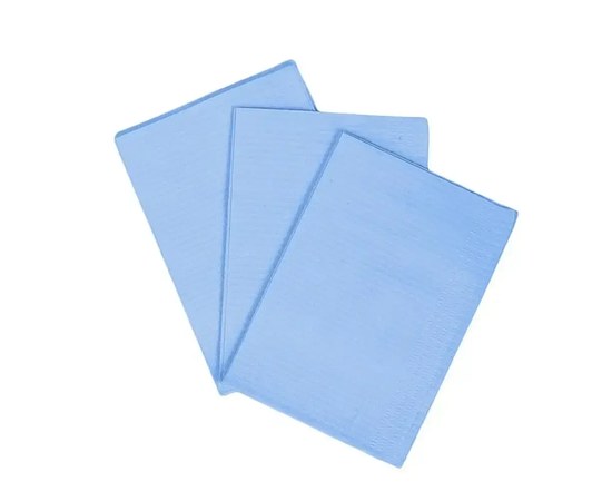 Изображение  Disposable three-layer bib napkin Fortius Pro 33x41 cm (500 pcs/box) blue