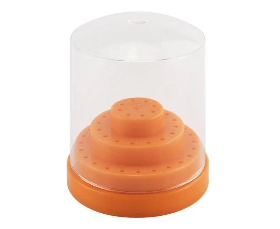 Изображение  Round stand with lid - container for cutters (attachments), for 48 cells M orange