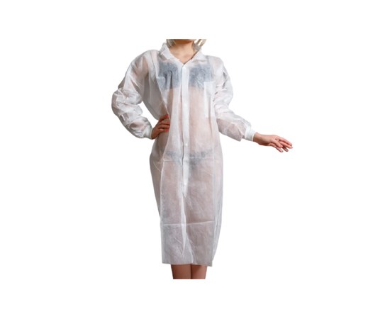 Изображение  Disposable medical gown with knitted cuff Polix Pro&Med (1 piece/pack) XXL white