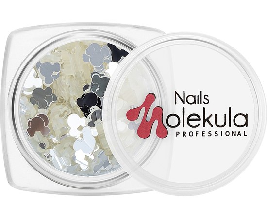 Зображення  Паєтки для дизайну нігтів Nails Molekula "Міккі Маус", срібло