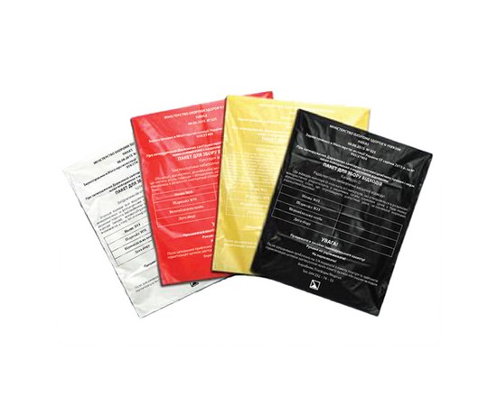Изображение  Double-layer bag for disposal of medical waste, class B, 20x30 cm (10 l), 20 microns, red, 100 pcs