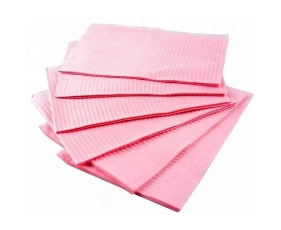 Изображение  Disposable three-layer bib napkin Fortius Pro 33x41 cm (50 pcs/pack) pink
