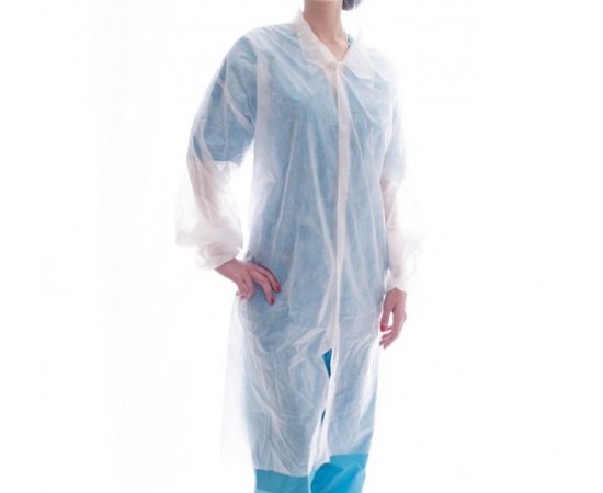 Изображение  Disposable medical gown with textile fasteners Polix Pro&Med (1 piece/pack) XXL white