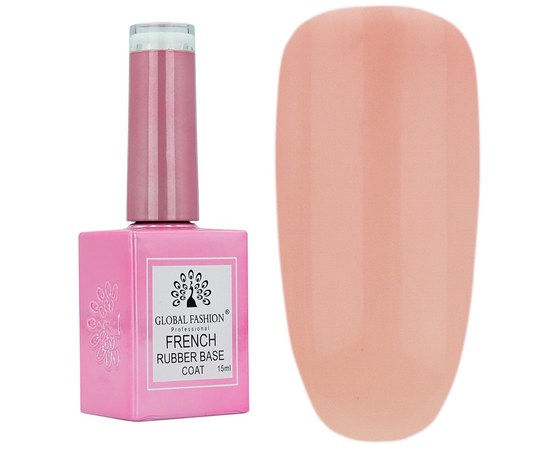Изображение  Base for gel polish Global Fashion 15 ml French Rubber Base № 08, Color No.: 8