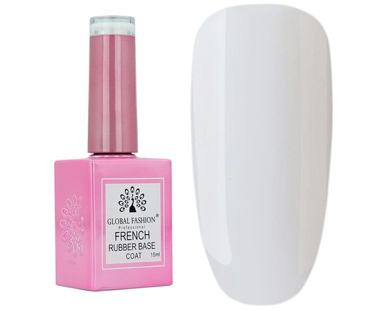 Изображение  Base for gel polish Global Fashion 15 ml French Rubber Base Soft White