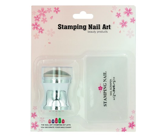 Зображення  Набір для стемпінга Stamping Nail Art штамп + пластина, Срібло