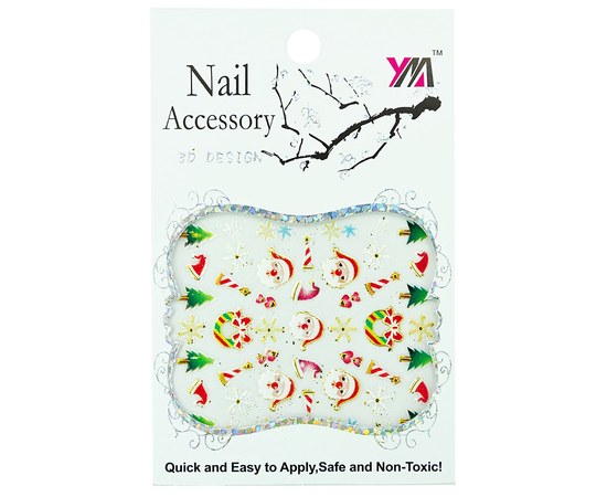 Изображение  New Year stickers for nail design Nail Accessory 3D Design No. 01