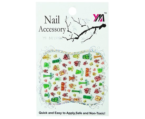 Изображение  Наклейки новогодние для дизайна ногтей Nail Accessory 3D Design № 06