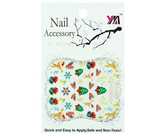 Изображение  Наклейки новогодние для дизайна ногтей Nail Accessory 3D Design № 07
