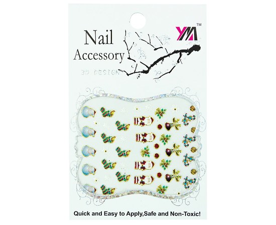 Зображення  Наклейки новорічні  для дизайну нігтів Nail Accessory 3D Design № 09