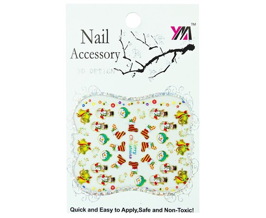 Изображение  New Year stickers for nail design Nail Accessory 3D Design No. 10