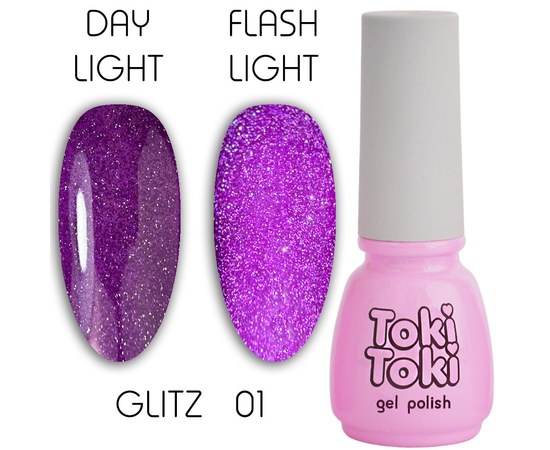 Изображение  Gel polish Toki-Toki Glitz GZ01 purple, 5 ml, Volume (ml, g): 5, Color No.: 1
