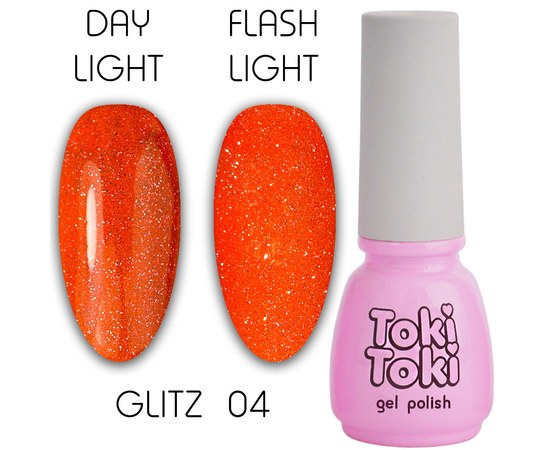 Изображение  Gel polish Toki-Toki Glitz GZ04 orange, 5 ml, Volume (ml, g): 5, Color No.: 4
