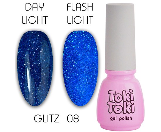 Изображение  Gel polish Toki-Toki Glitz GZ08 blue, 5 ml, Volume (ml, g): 5, Color No.: 8