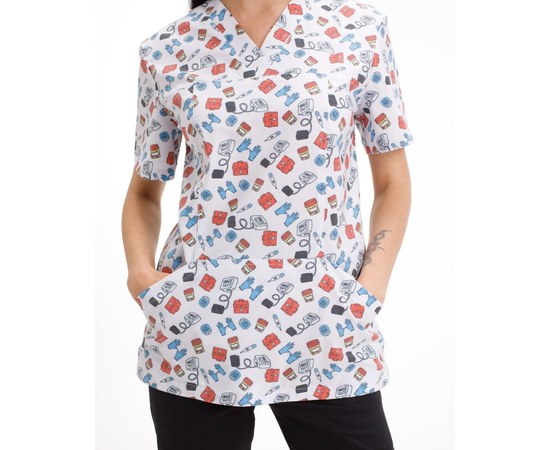 Изображение 4 Medical women's shirt Topaz print Emergency s. 40, "WHITE COAT" 502-417-943, Size: 40, Color: emergency