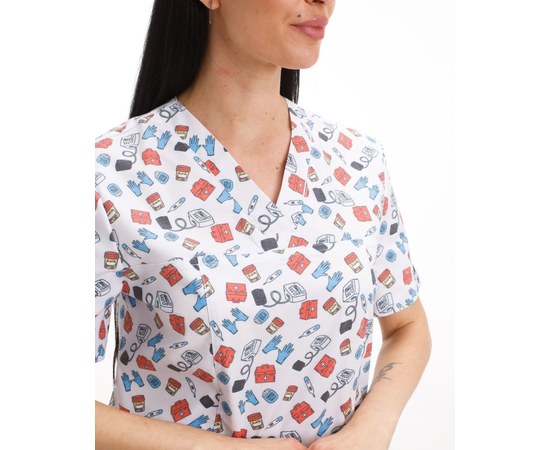 Изображение 3 Medical women's shirt Topaz print Emergency s. 40, "WHITE COAT" 502-417-943, Size: 40, Color: emergency