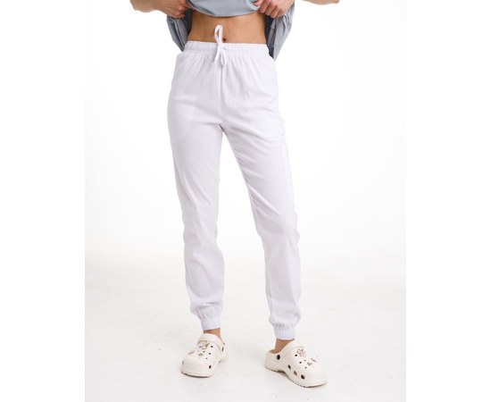Зображення  Медичні штани жіночі джогери стрейч білі р. 52, "БІЛИЙ ХАЛАТ" 501-324-730, Розмір: 52, Колір: білий