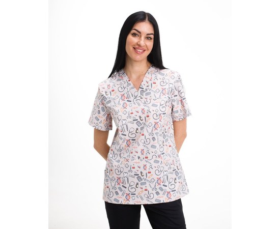 Изображение  Medical women's shirt Topaz print Health beige s. 40, "WHITE COAT" 502-454-944, Size: 40, Color: health beige