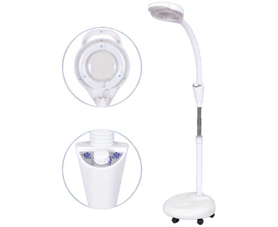 Изображение  Floor magnifying lamp FS-625-1 (x8) with brightness control and flexible tripod on 5 wheels, 24 W.