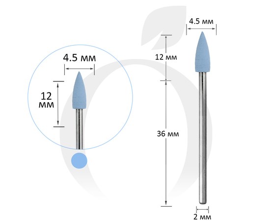 Изображение  Silicone cutter small 4.5 mm, working part 12 mm No. 800, blue