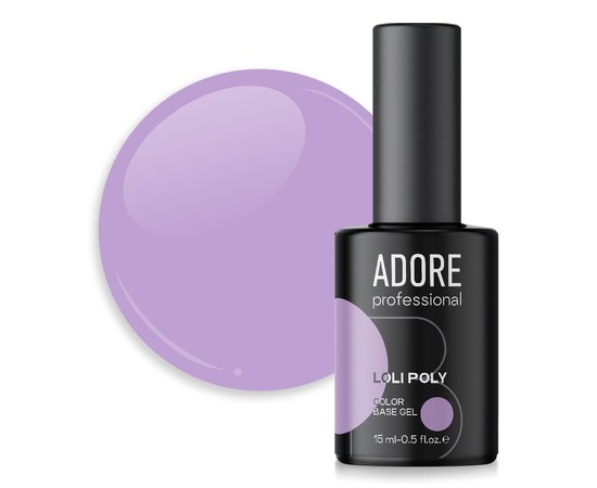 Изображение  Polybase for nails Adore Professional Loli Poly Base No. 01 lilac, with brush, 15 ml, Volume (ml, g): 15, Color No.: 1, Color: Lilac