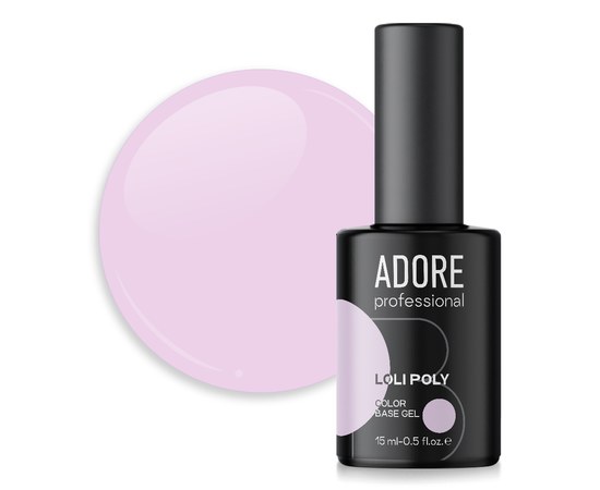Зображення  Полібаза для нігтів Adore Professional Loli Poly Base №03 біло-рожева, з пензликом, 15 мл, Об'єм (мл, г): 15, Цвет №: 03, Колір: Рожевий